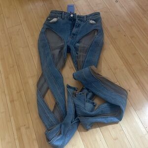 Mugler jeans spiral new with tags with flaw size 4 (36) women’s denim luxury
